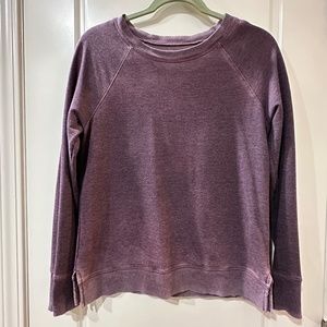 Medium Aerie Light Purple Crewneck Sweater, Side Slit, Long Sleeve